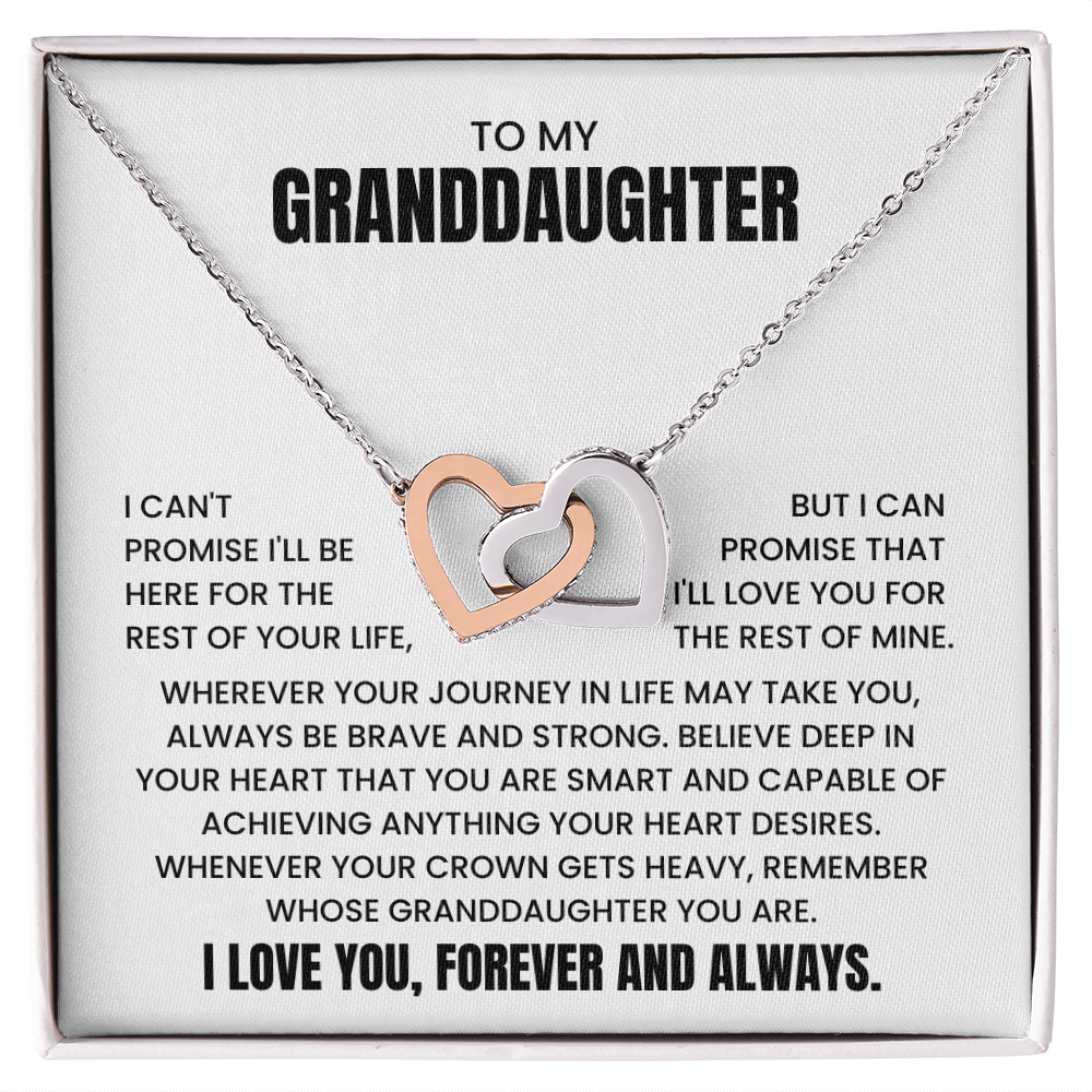 To My Granddaughter - "Always Be Brave And Strong" Interlocking Hearts Necklace