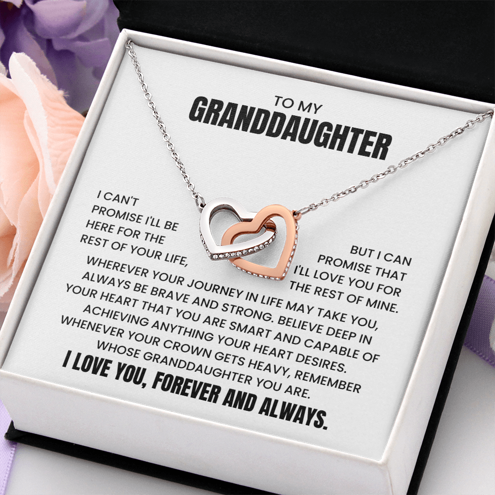 To My Granddaughter - "Always Be Brave And Strong" Interlocking Hearts Necklace