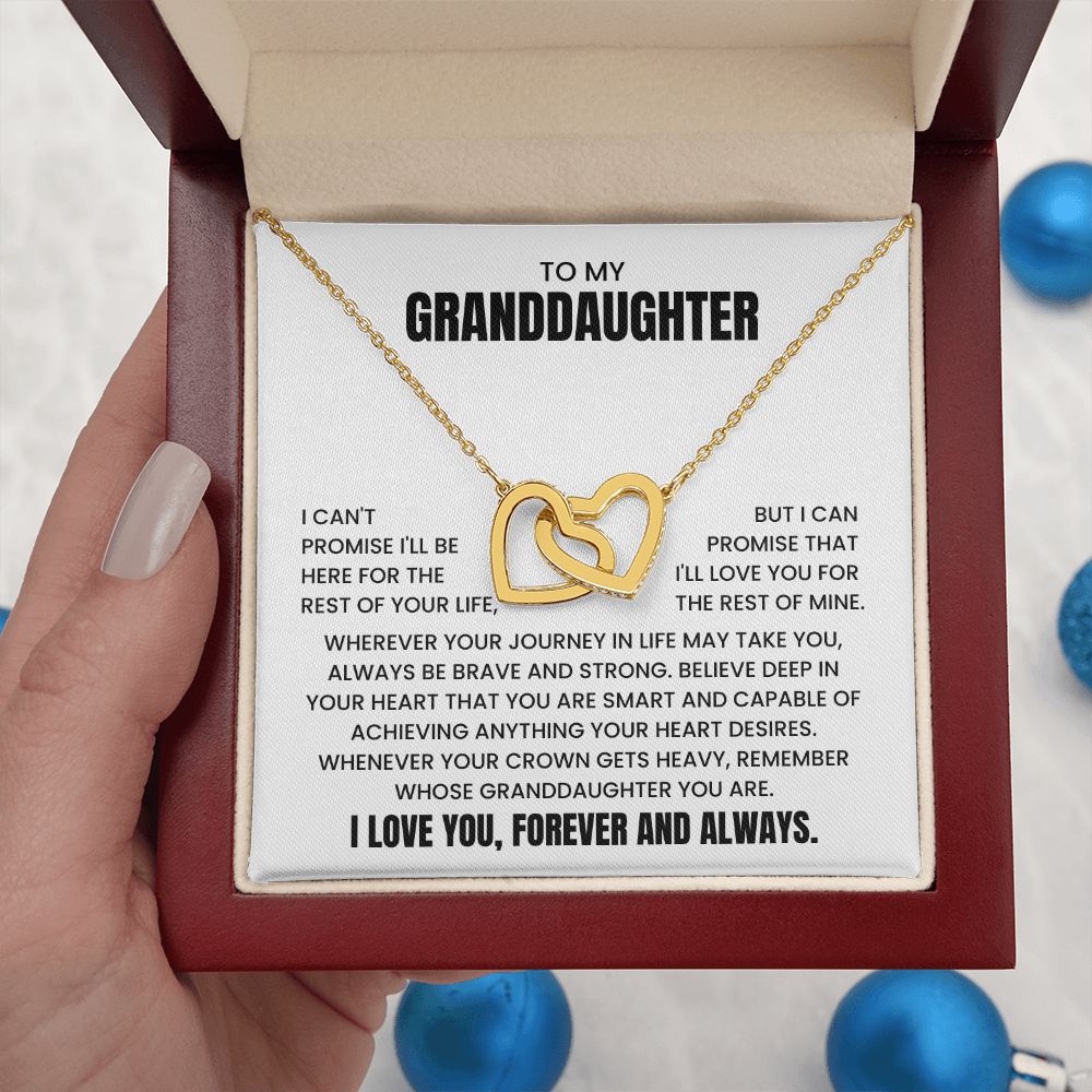 To My Granddaughter - "Always Be Brave And Strong" Interlocking Hearts Necklace