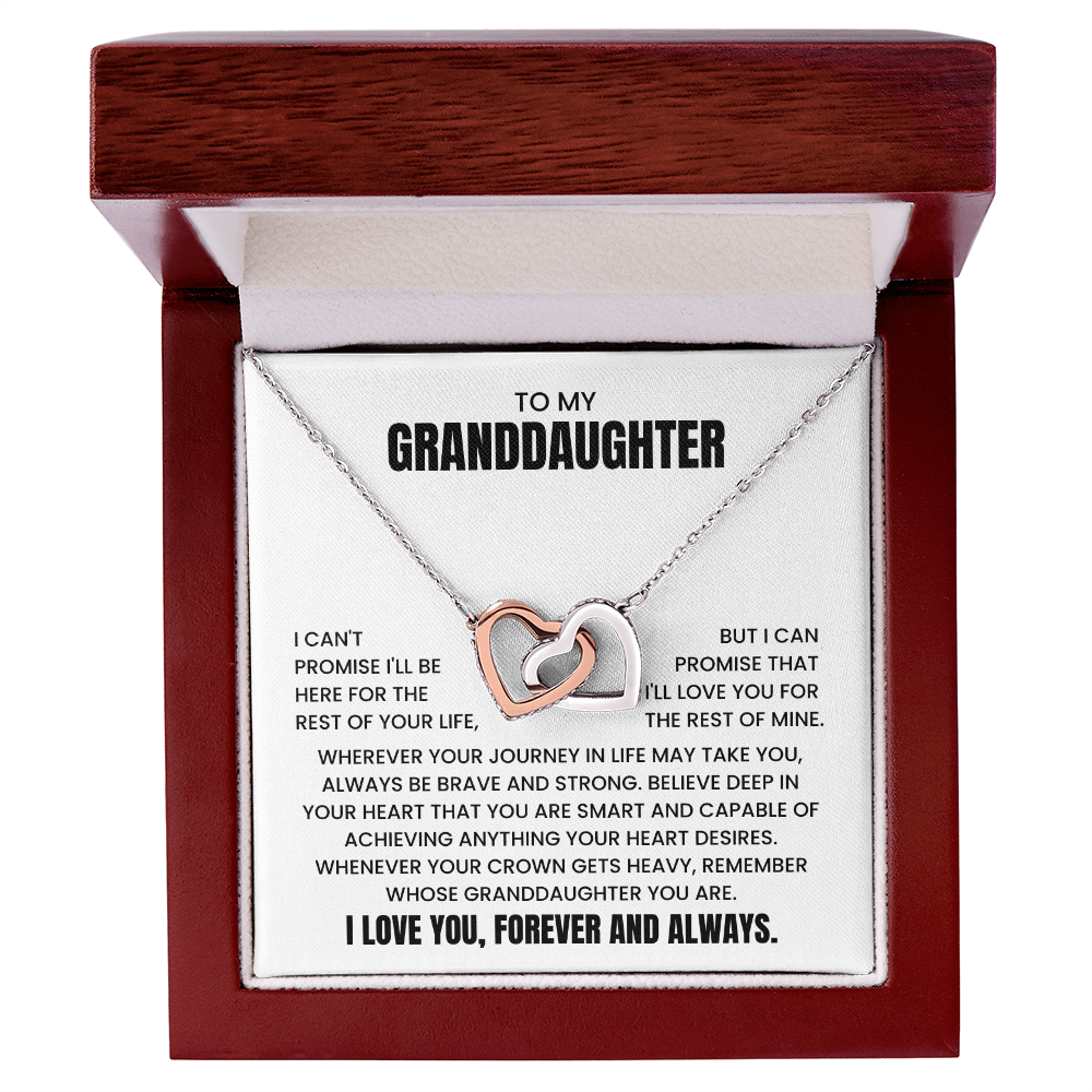 To My Granddaughter - "Always Be Brave And Strong" Interlocking Hearts Necklace