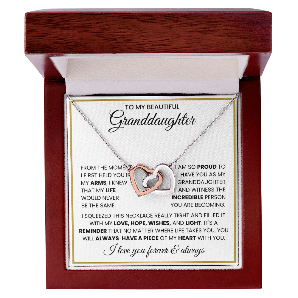 To My Beautiful Granddaughter “Piece of My Heart” Sentimental Gift Necklace