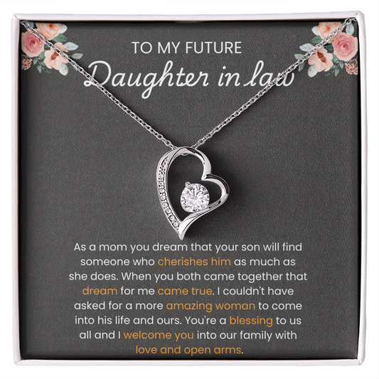 To My Daughter-in-Law – “A Blessing to Our Family” Forever Love Necklace