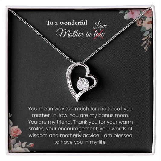 To My Mother-in-Law - "You Are My Bonus Mom" Forever Love Necklace