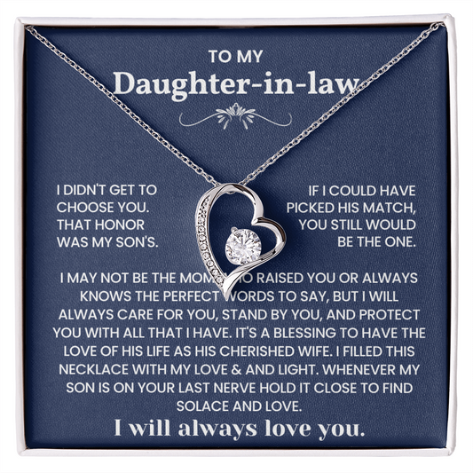 To My Daughter-in-Law – “A Blessing in Our Family” Forever Love Necklace