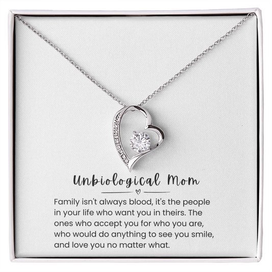 To My Unbiological Mom – "Family Is More Than Blood" Forever Love Necklace