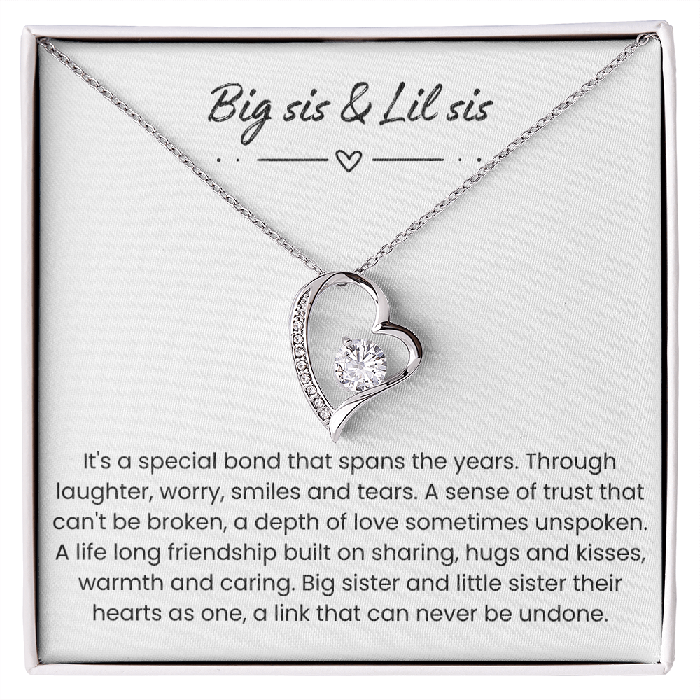Big Sister & Little Sister – ''Hearts Linked as One'' Forever Love Necklace