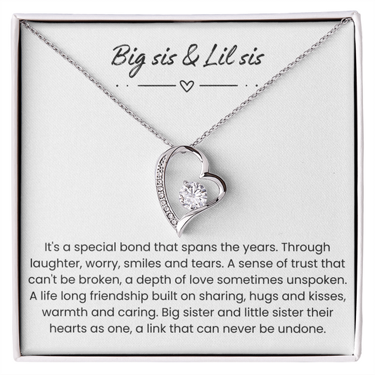 Big Sister & Little Sister – ''Hearts Linked as One'' Forever Love Necklace