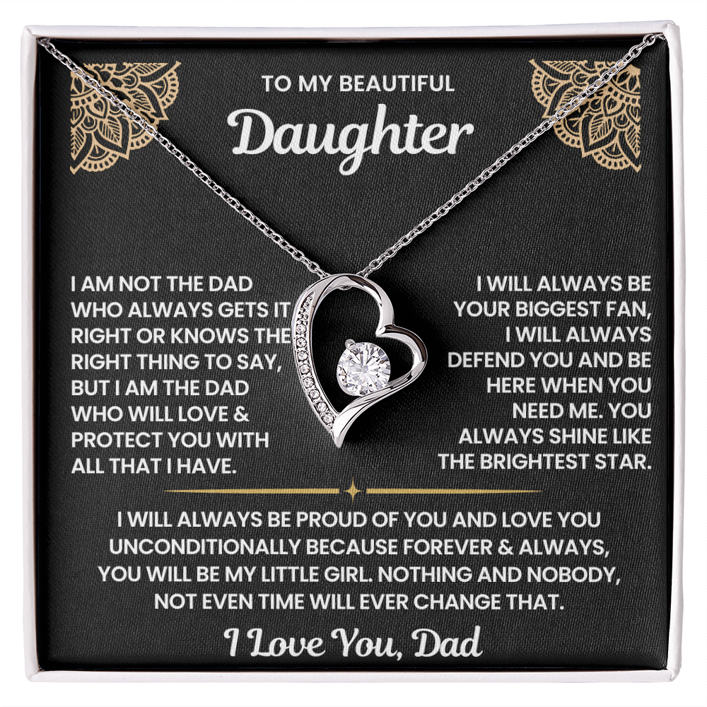 To My Daughter-"You Will Be My Little Girl" Forever Love Necklace