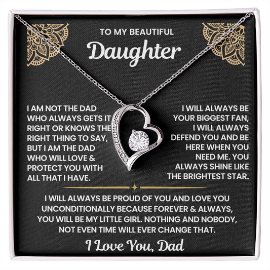To My Daughter-"You Will Be My Little Girl" Forever Love Necklace