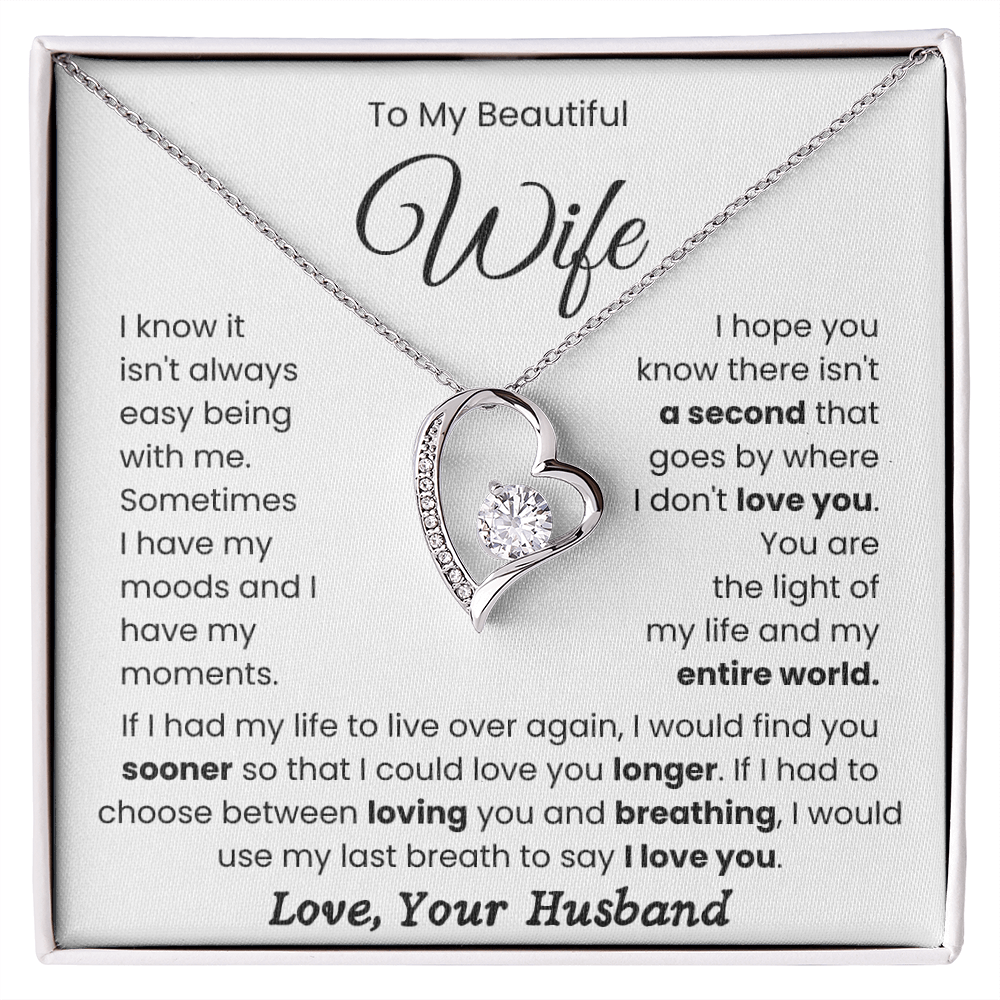 To My Beautiful Wife - "Light of My Life" Forever Love Necklace