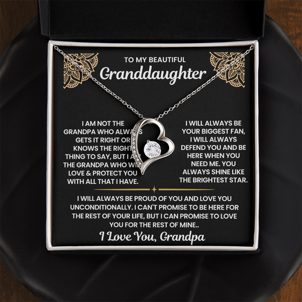 To My Granddaughter-"I Will Always Defend You" Forever Love Necklace