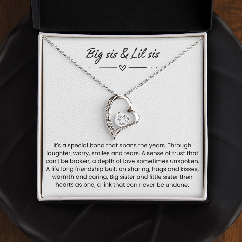 Big Sister & Little Sister – ''Hearts Linked as One'' Forever Love Necklace