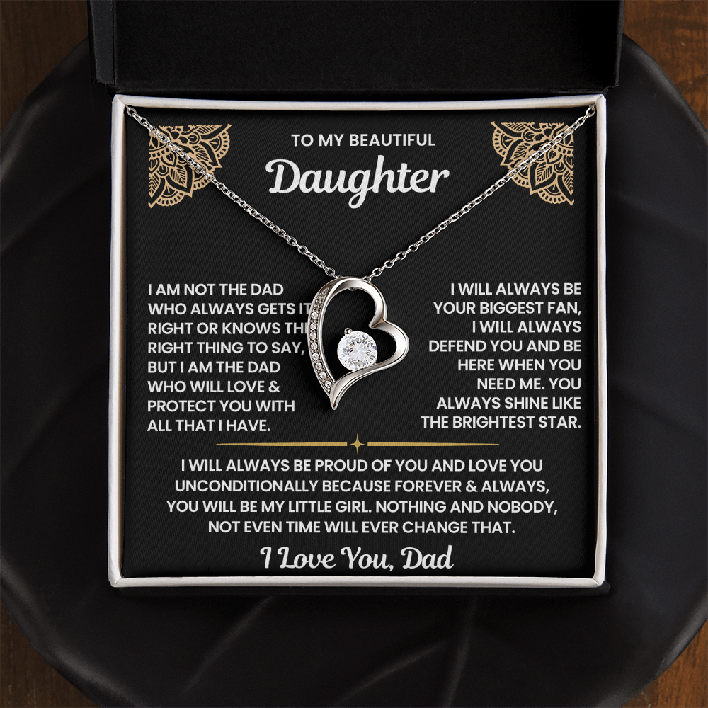 To My Daughter-"You Will Be My Little Girl" Forever Love Necklace