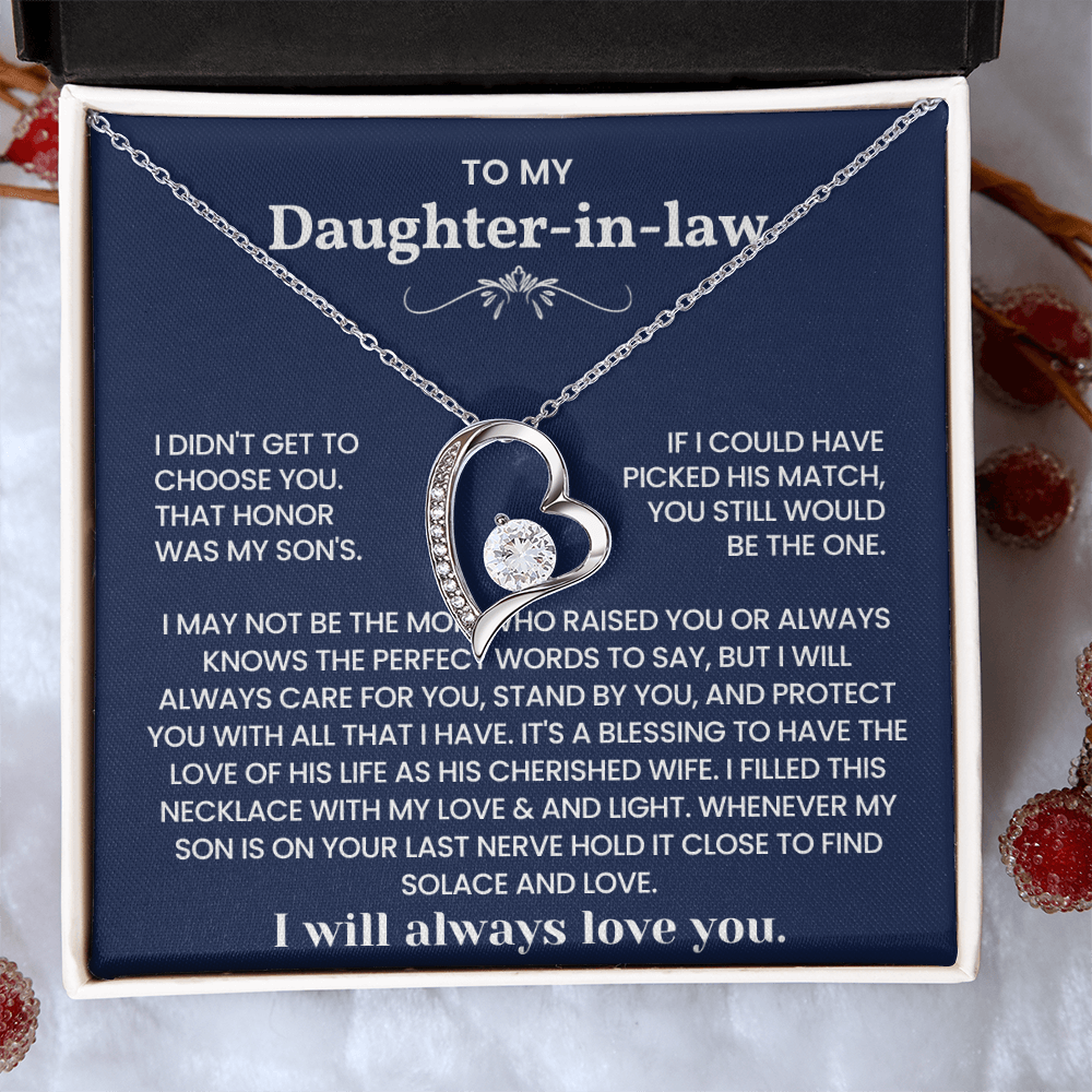 To My Daughter-in-Law – “A Blessing in Our Family” Forever Love Necklace