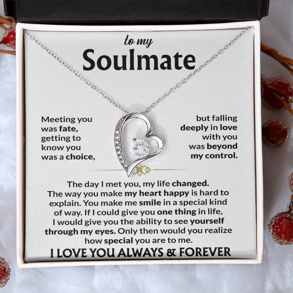To My Soulmate - "Meeting You Was My Fate" Forever Love Necklace