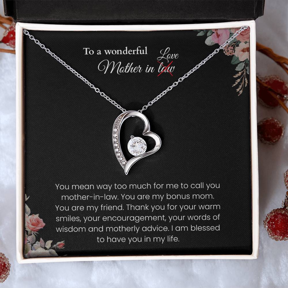 To My Mother-in-Law - "You Are My Bonus Mom" Forever Love Necklace