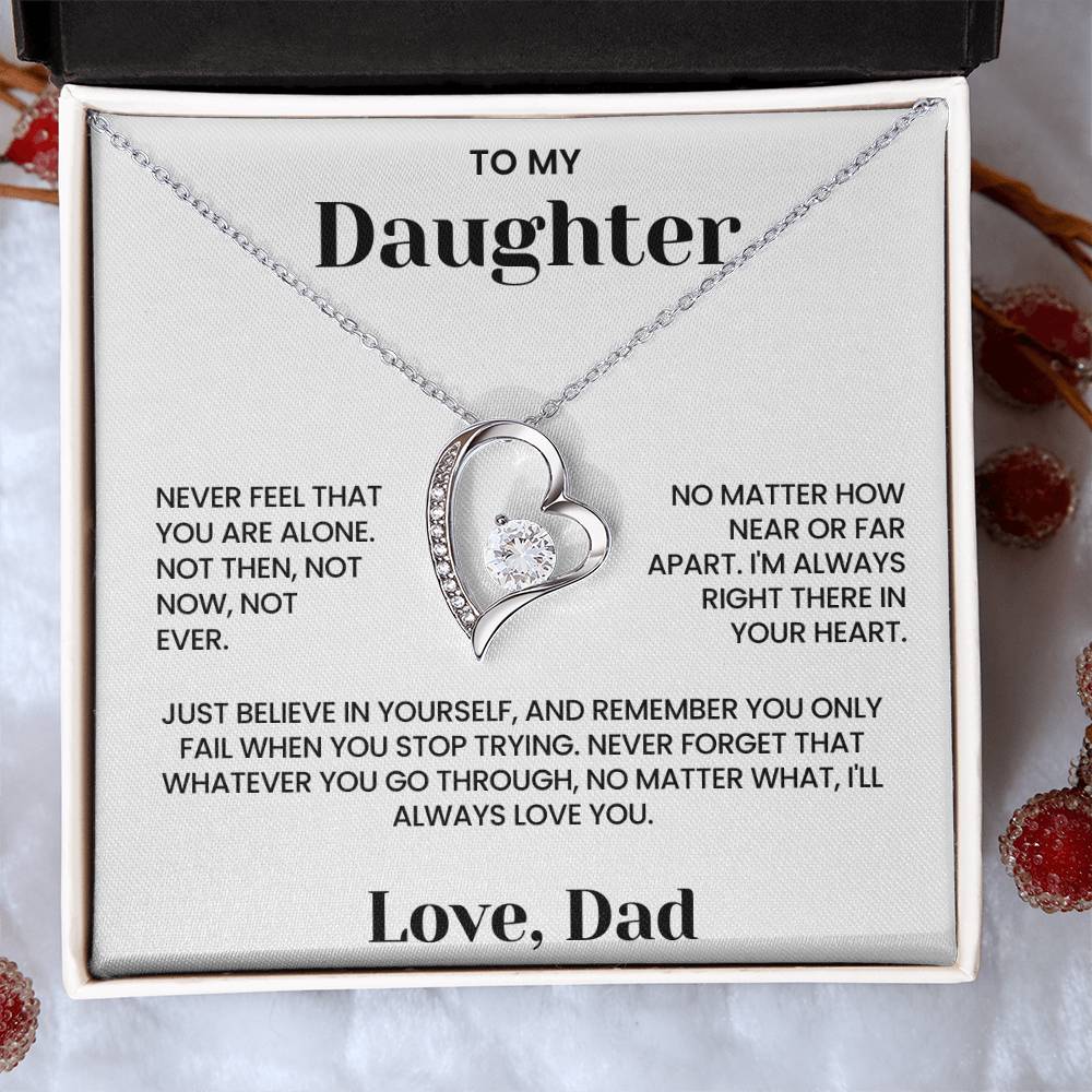 To My Daughter - "Never Feel Alone" Forever Love Necklace