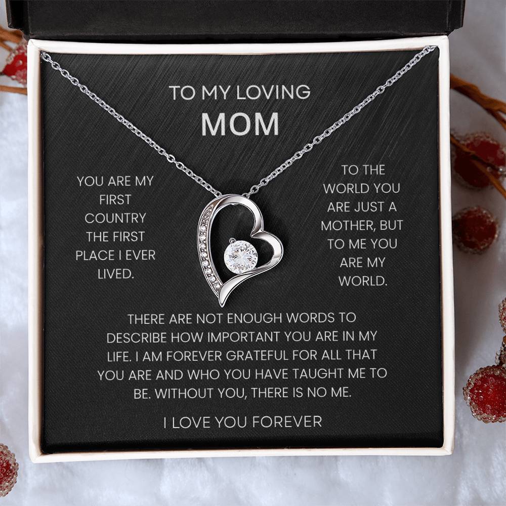 To My Loving Mom – "You Are My World" Forever Love Necklace