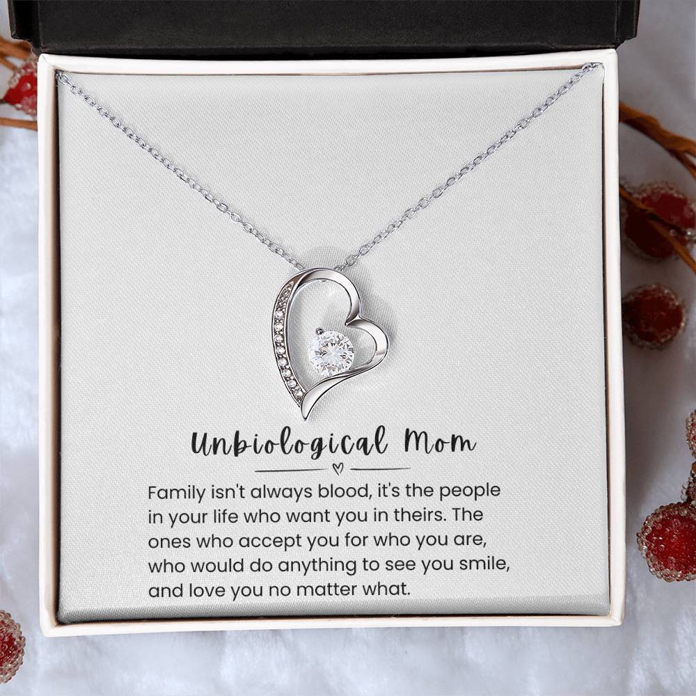 To My Unbiological Mom – "Family Is More Than Blood" Forever Love Necklace
