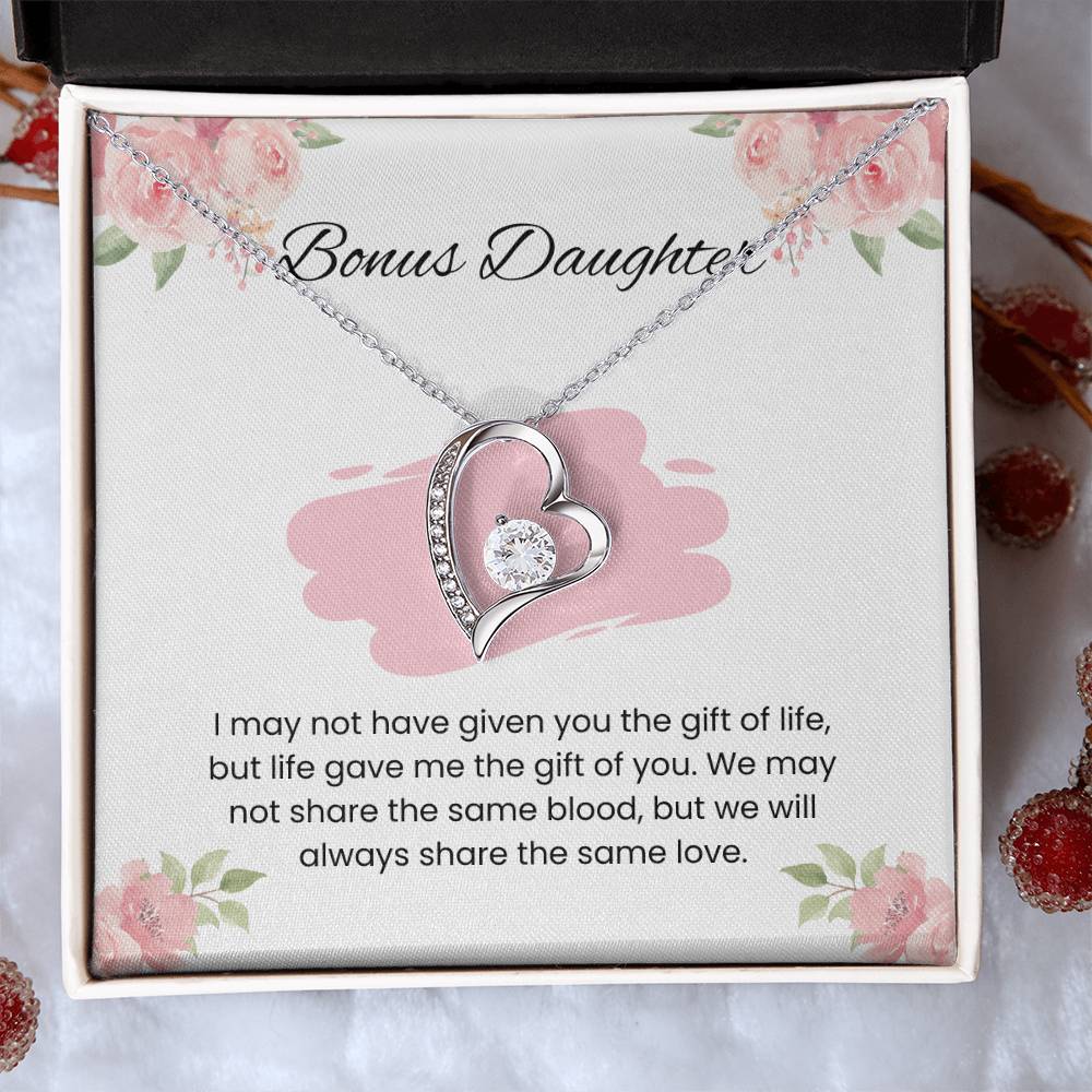 To My Bonus Daughter – “Gift of Love” Forever Love Necklace