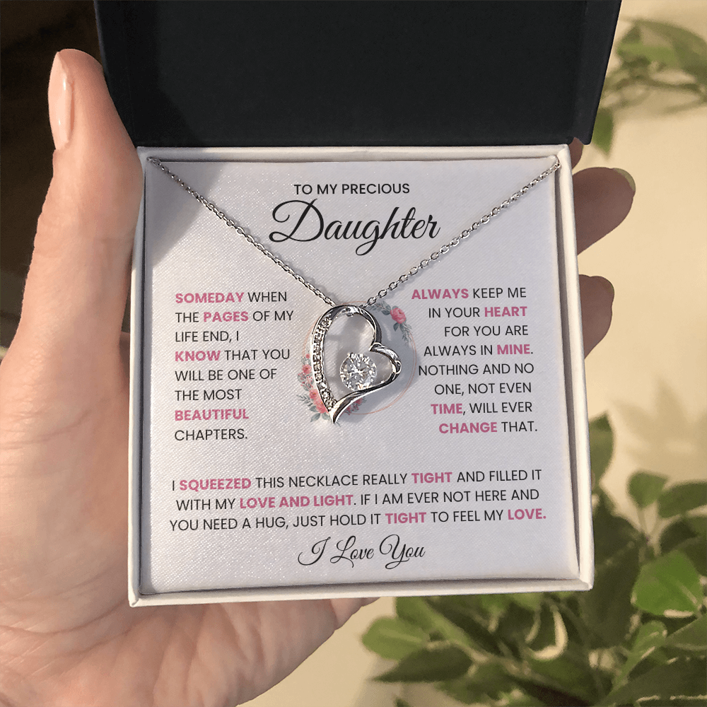 To My Precious Daughter “Beautiful Chapter of My Life” Heartfelt Gift Necklace