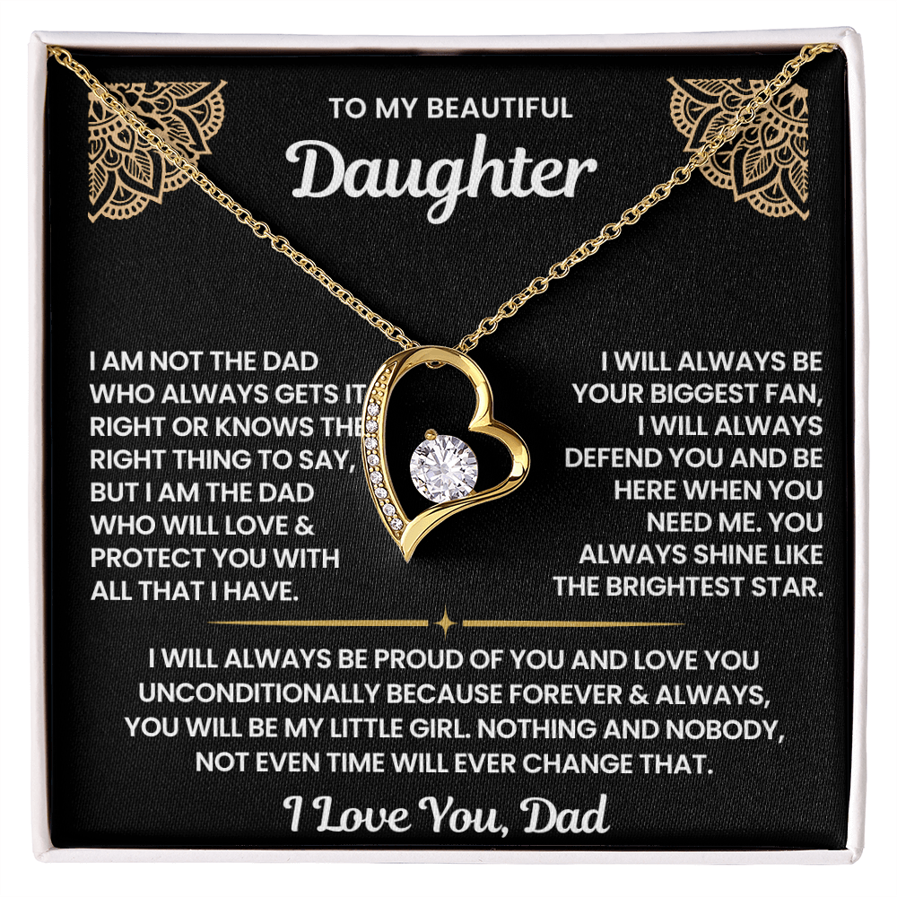 To My Daughter-"You Will Be My Little Girl" Forever Love Necklace