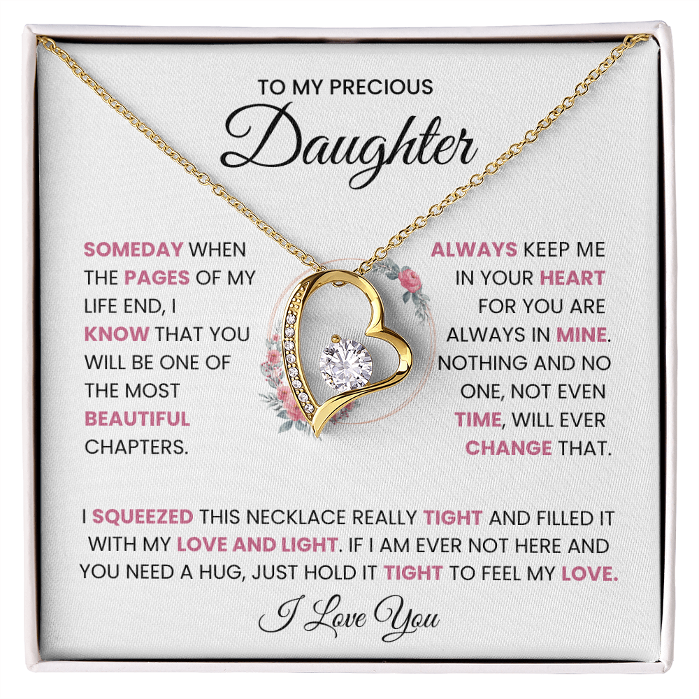To My Precious Daughter “Beautiful Chapter of My Life” Heartfelt Gift Necklace