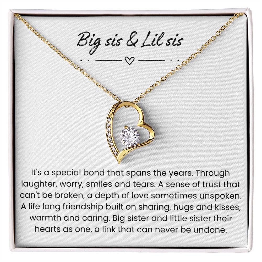 Big Sister & Little Sister – ''Hearts Linked as One'' Forever Love Necklace