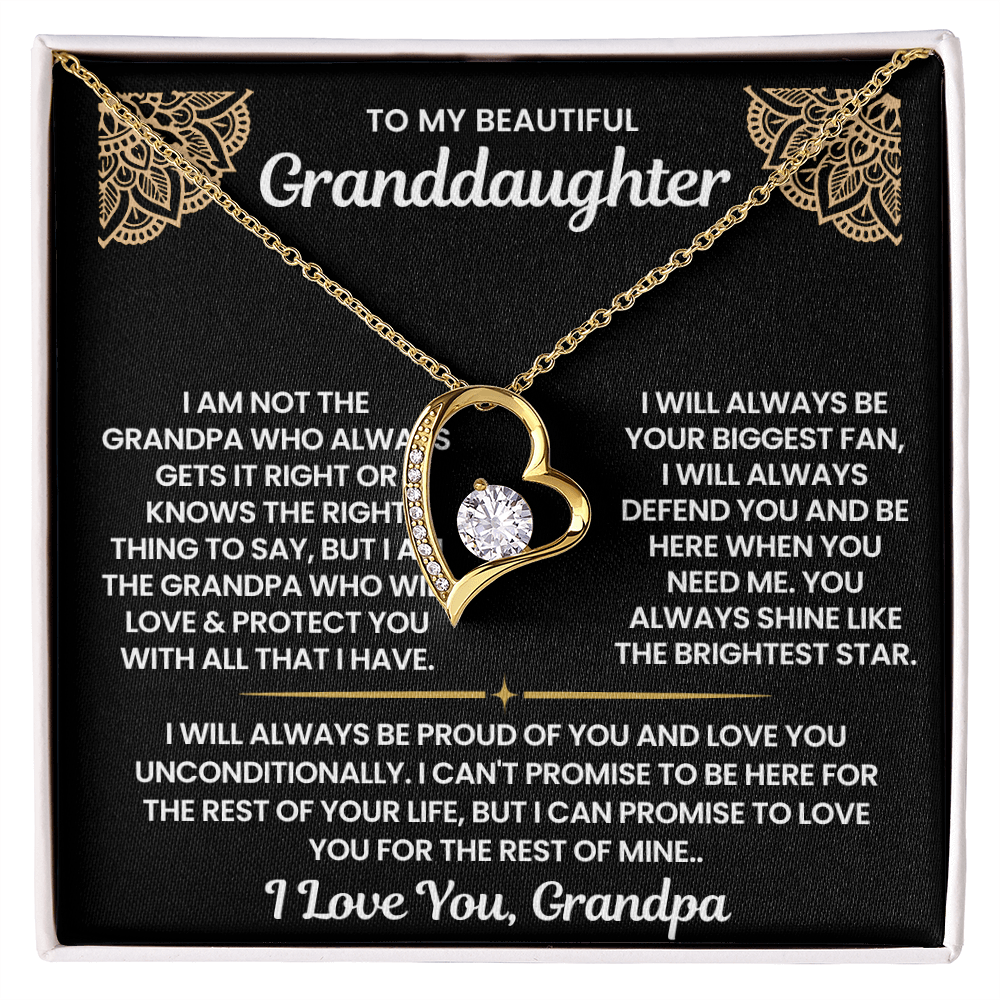 To My Granddaughter-"I Will Always Defend You" Forever Love Necklace