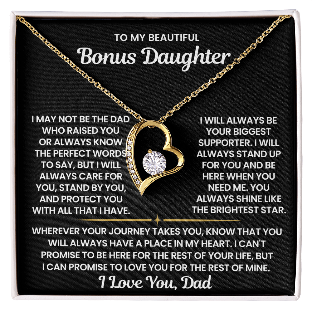 To My Bonus Daughter - "I Will Always Stand Up For You" Forever Love Necklace