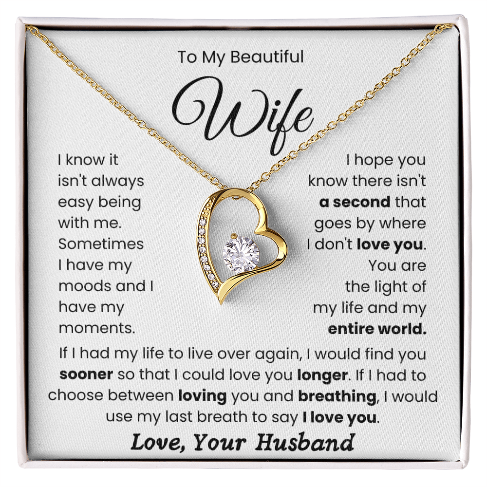 To My Beautiful Wife - "Light of My Life" Forever Love Necklace