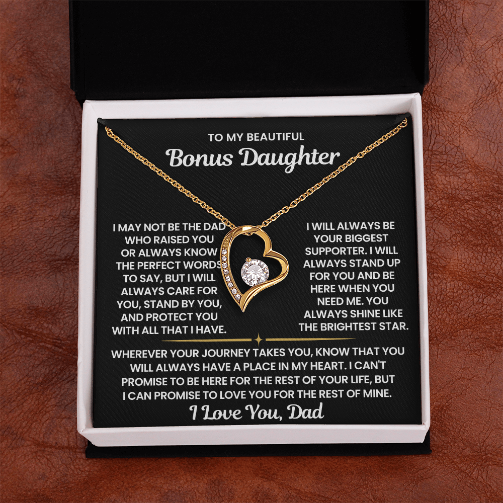 To My Bonus Daughter - "I Will Always Stand Up For You" Forever Love Necklace