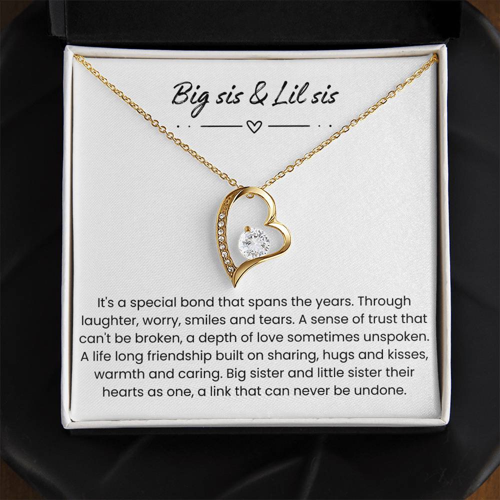 Big Sister & Little Sister – ''Hearts Linked as One'' Forever Love Necklace