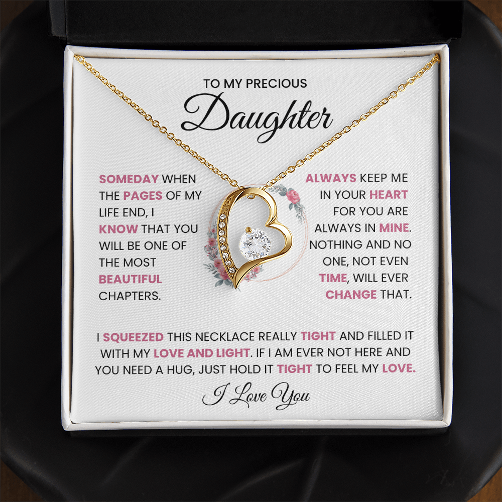 To My Precious Daughter “Beautiful Chapter of My Life” Heartfelt Gift Necklace