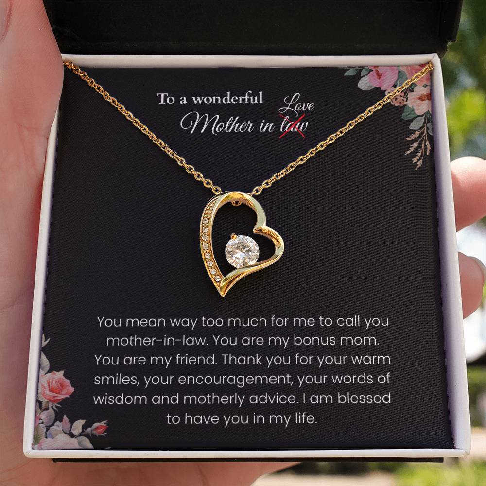 To My Mother-in-Law - "You Are My Bonus Mom" Forever Love Necklace