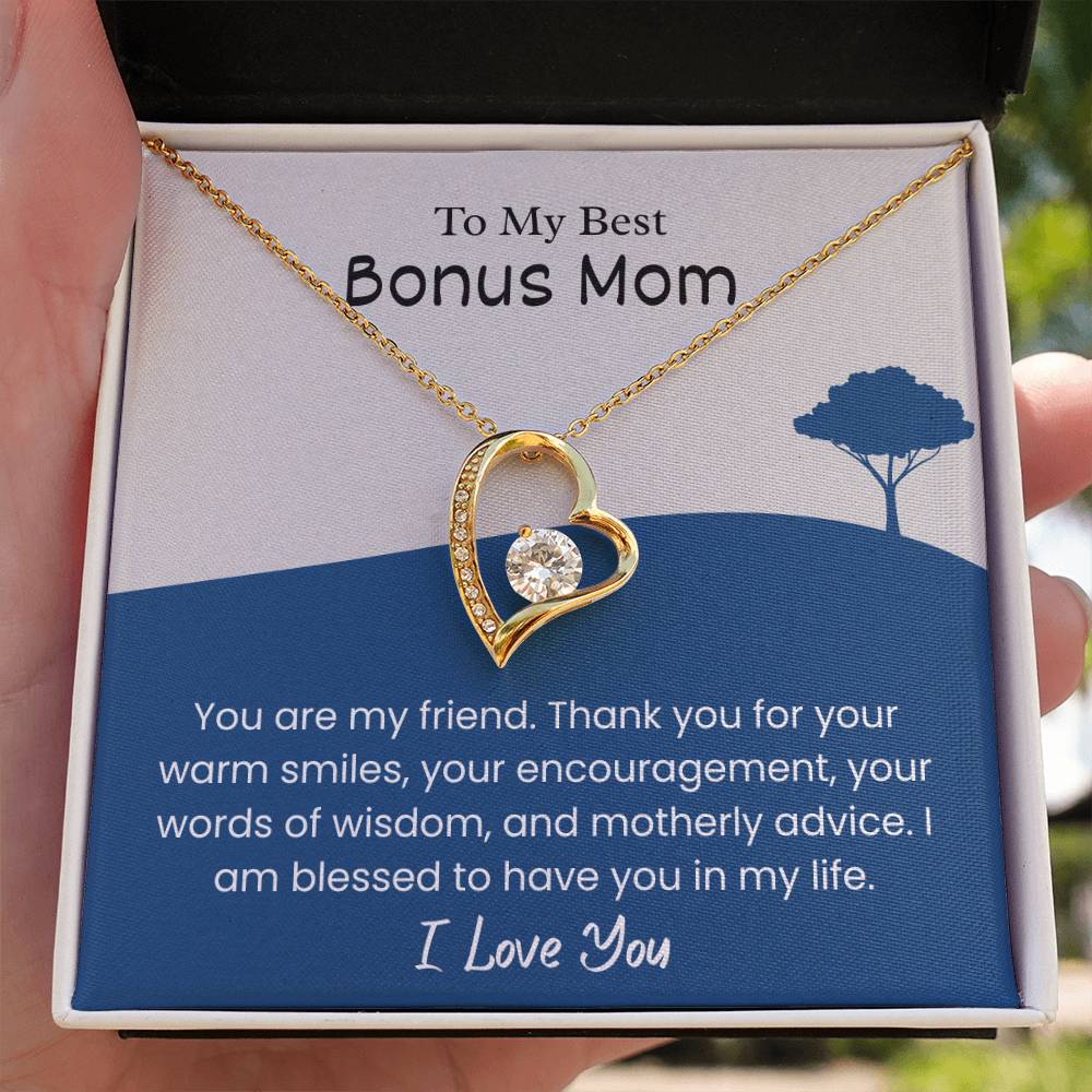 To My Bonus Mom – "Blessed to Have You" Forever Love Necklace
