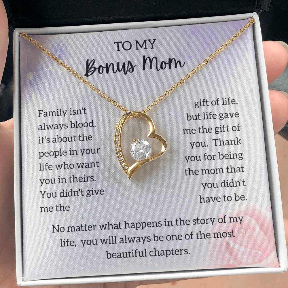 To My Bonus Mom - "My Most Beautiful Chapter" Forever Love Necklace