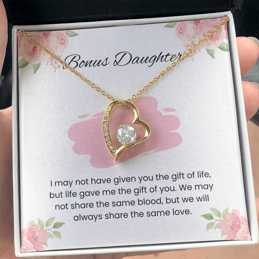 To My Bonus Daughter – “Gift of Love” Forever Love Necklace