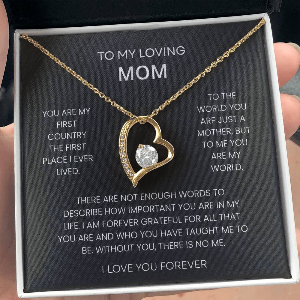 To My Loving Mom – "You Are My World" Forever Love Necklace