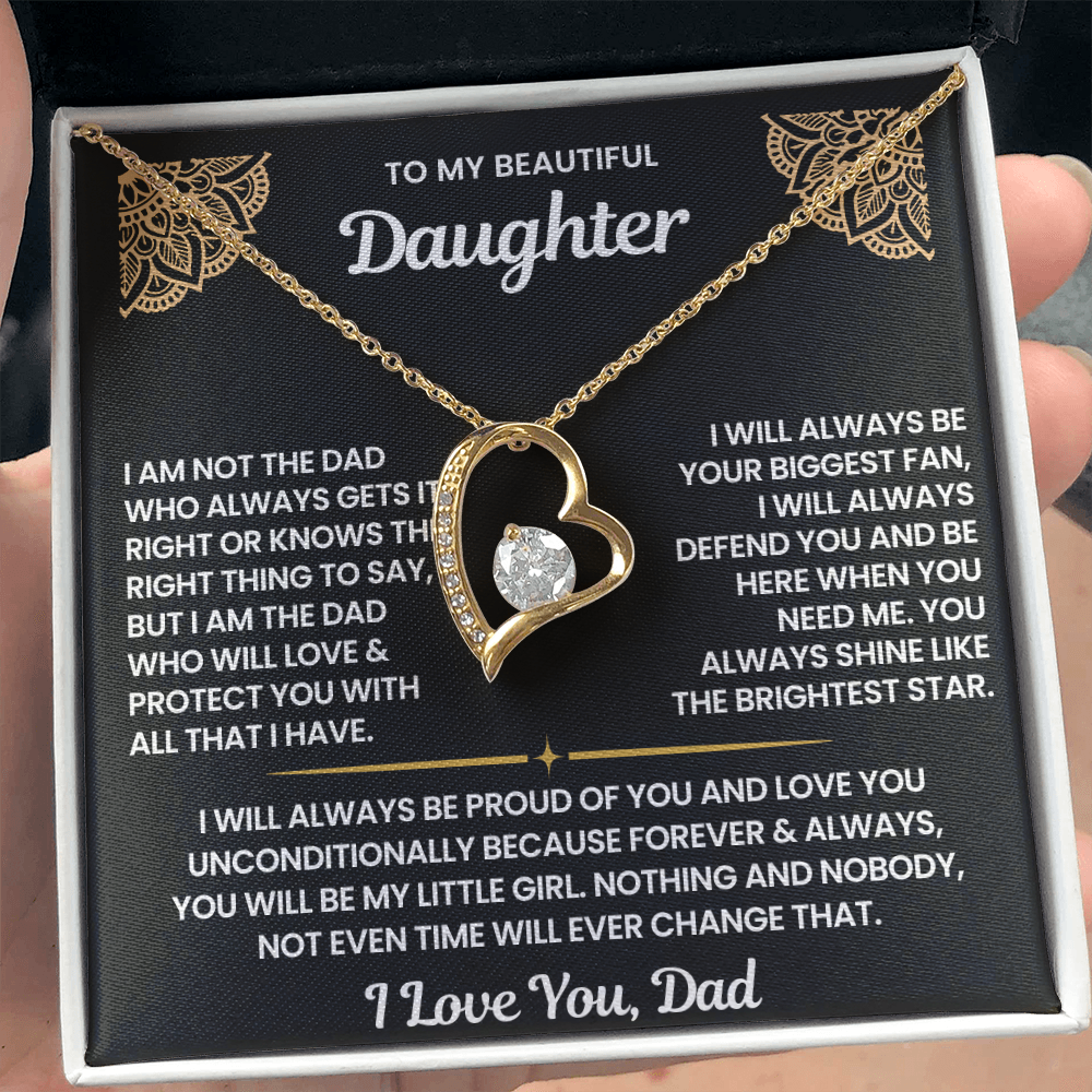 To My Daughter-"You Will Be My Little Girl" Forever Love Necklace