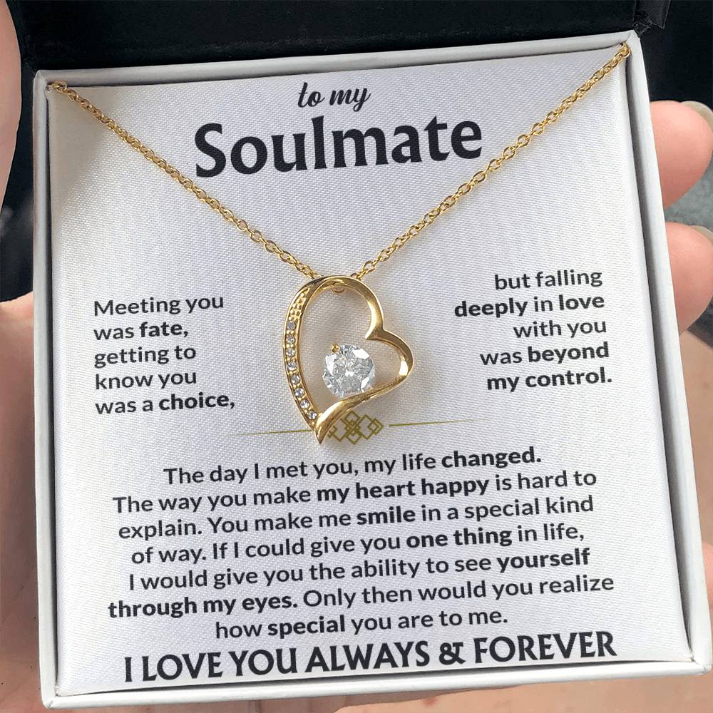 To My Soulmate - "Meeting You Was My Fate" Forever Love Necklace